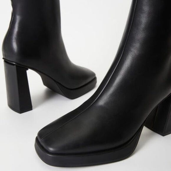 JUSTFAB BOOTIE FAUX LEATHER 3.5" BLOCK HEEL INNER ZIP 8.25"SHAFT TRUE TO SIZE - Picture 8 of 8